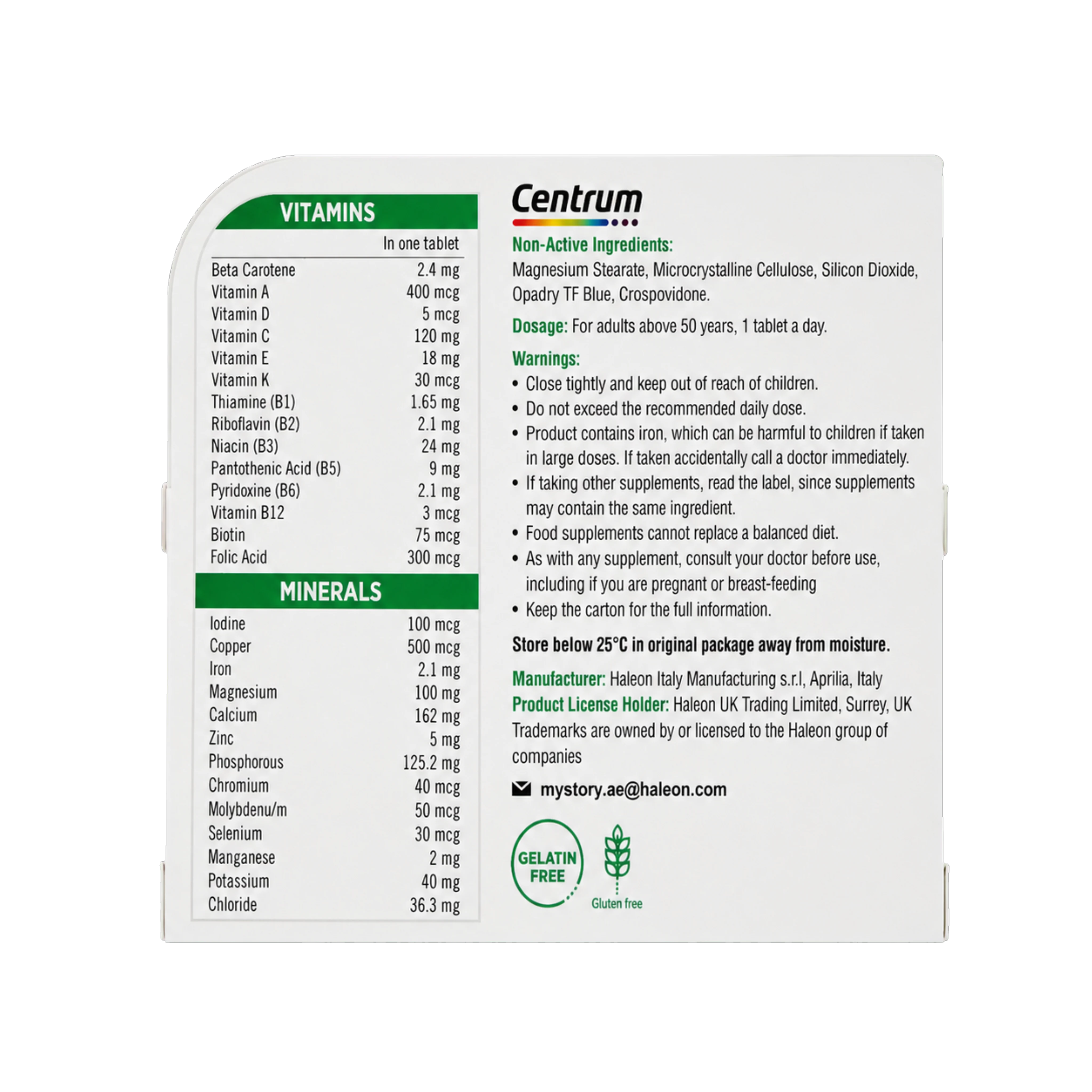 Centrum Silver Adult 50+ Multivitamin 100 Tablets سينترام سيلفر للبالغين +50 متعدد الفيتامينات 100 قرص