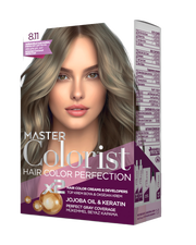 Master Colorist Premium Cream Hair Dye 8.11 Intense Ash Light Blonde - ماستر كولوريست بريميوم كريم صبغة شعر 8.11 أشقر فاتح رمادي مكثف