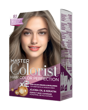 Master Colorist Premium Cream Hair Dye 8.1 Light Ash Blonde - ماستر كولوريست بريميوم كريم صبغة شعر 8.1 أشقر رمادي فاتح