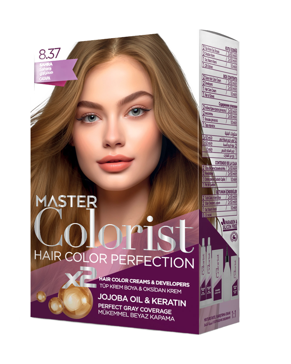 Master Colorist Premium Cream Hair Dye 8.37 Sahara - ماستر كولوريست بريميوم كريم صبغة شعر 8.37 صحارى