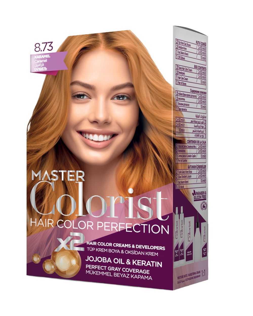 Master Colorist Premium Cream Hair Dye 8.73 Caramel - ماستر كولوريست بريميوم كريم صبغة شعر 8.73 كراميل