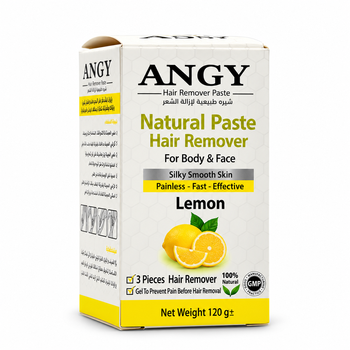 Angy Natural Hair Removal Paste Lemon 120 g - معجون أنجي الطبيعي لإزالة الشعر بالليمون 120 غ