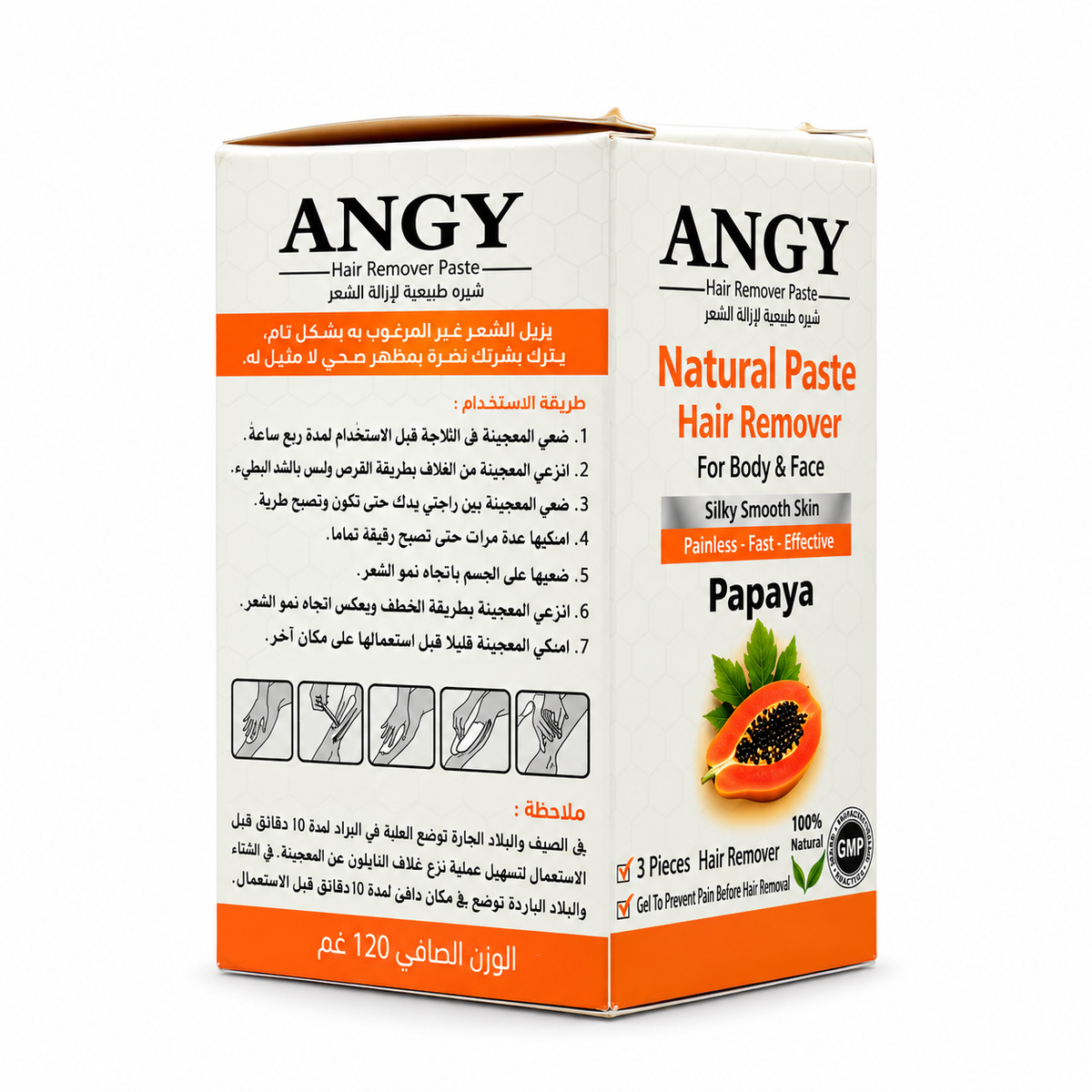 Angy Natural Hair Removal Paste Papaya 120 g - معجون أنجي الطبيعي لإزالة الشعر بالبابايا 120 غ