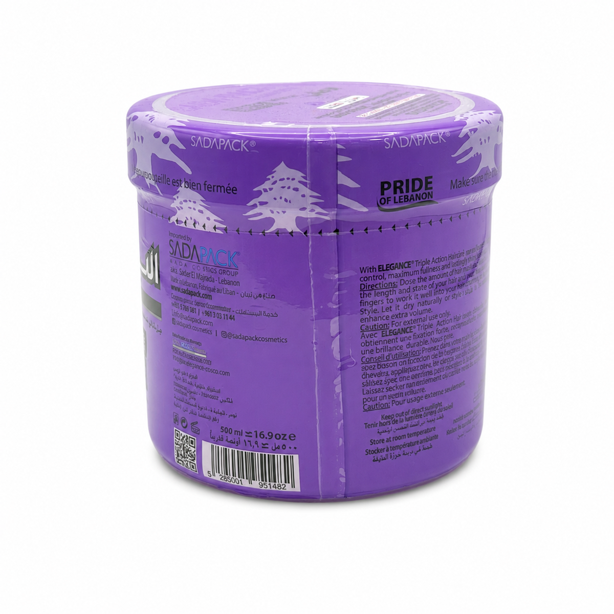 Elegance Triple Action Hair Gel Purple 500ml - جل إليجانس ثلاثي المفعول لتصفيف الشعر باللون البنفسجي ٥٠٠ مل