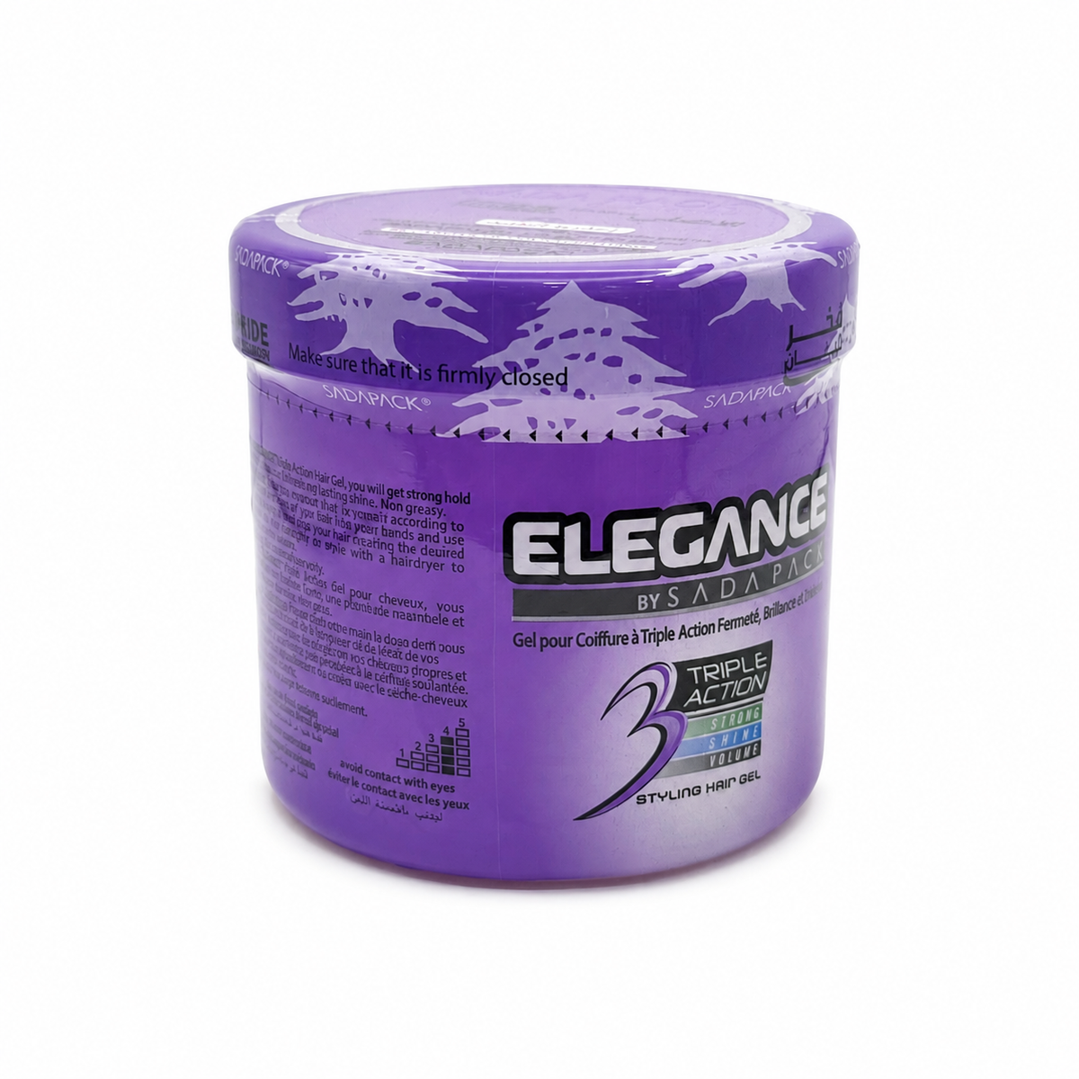 Elegance Triple Action Hair Gel Purple 500ml - جل إليجانس ثلاثي المفعول لتصفيف الشعر باللون البنفسجي ٥٠٠ مل