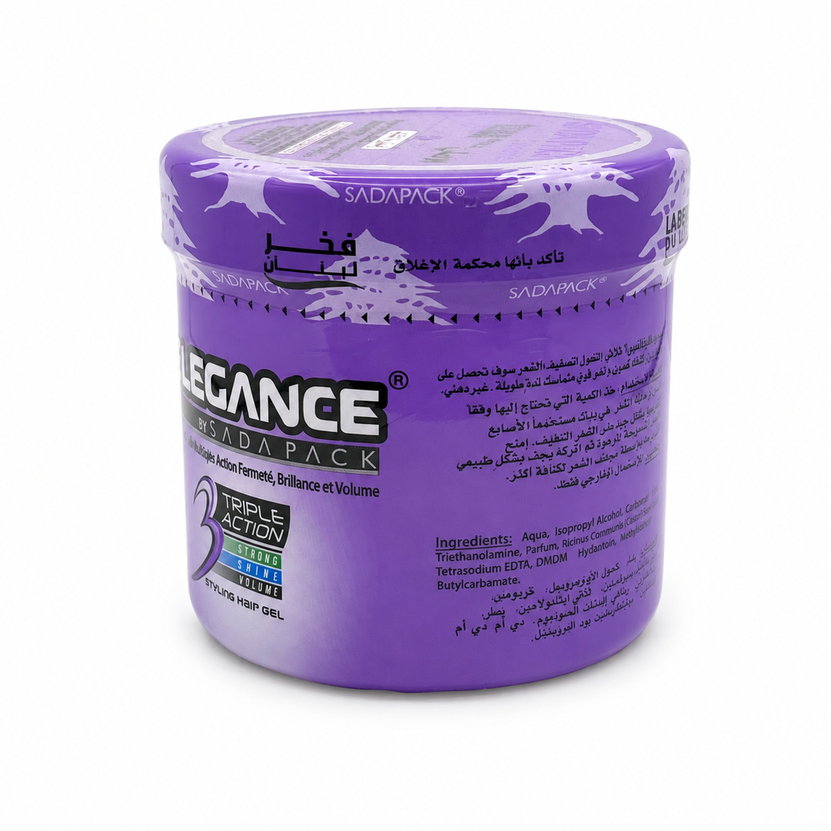 Elegance Triple Action Hair Gel Purple 500ml - جل إليجانس ثلاثي المفعول لتصفيف الشعر باللون البنفسجي ٥٠٠ مل