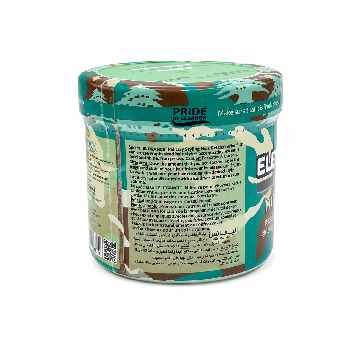 ELEGANCE  Military Extreme Hold Styling Gel 500ml - جل إليجانس ميليتاري لتصفيف الشعر بتثبيت فائق ٥٠٠ مل