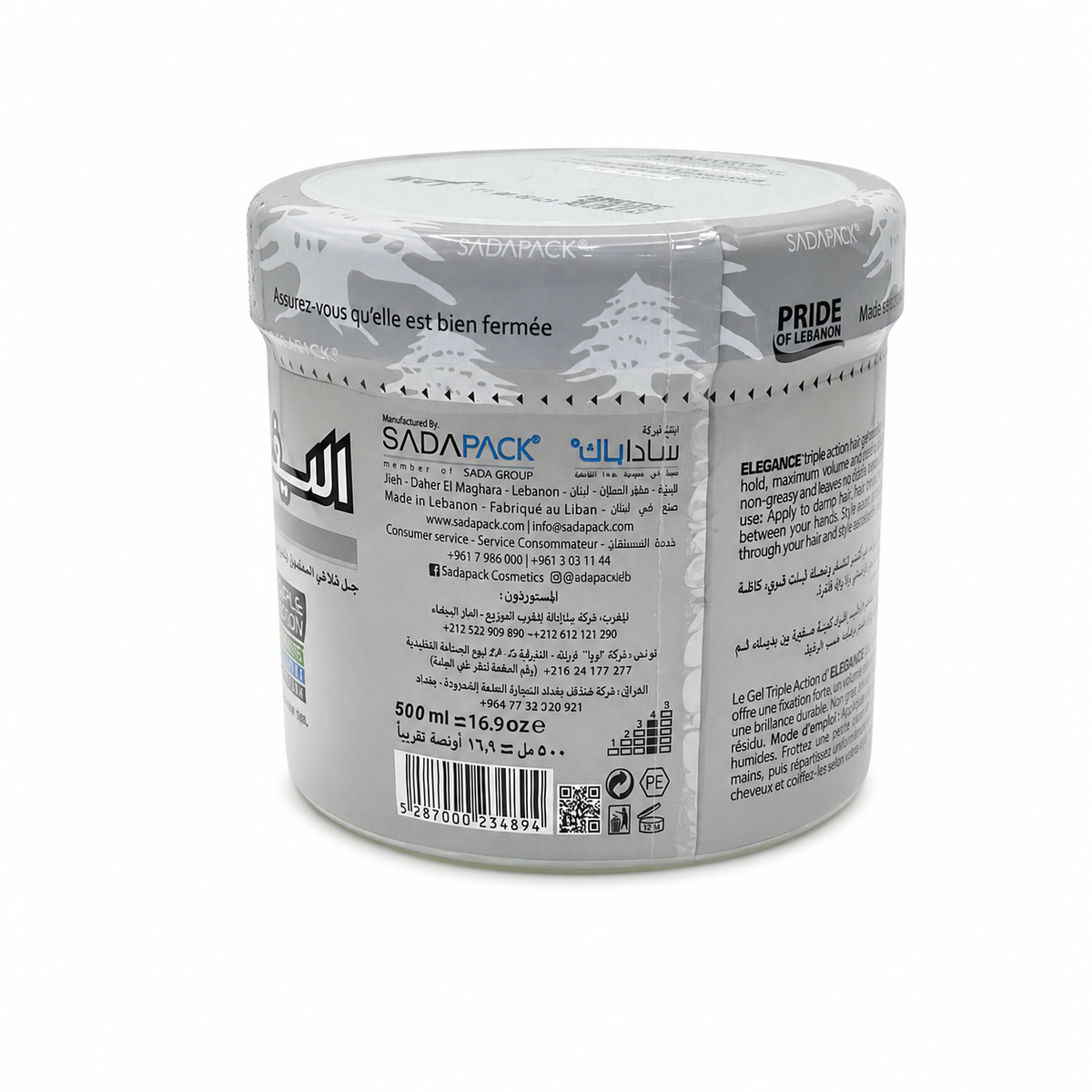 Elegance Triple Action Hair Gel Silver 500ml - جل إليجانس ثلاثي المفعول لتصفيف الشعر باللون الفضي ٥٠٠ مل