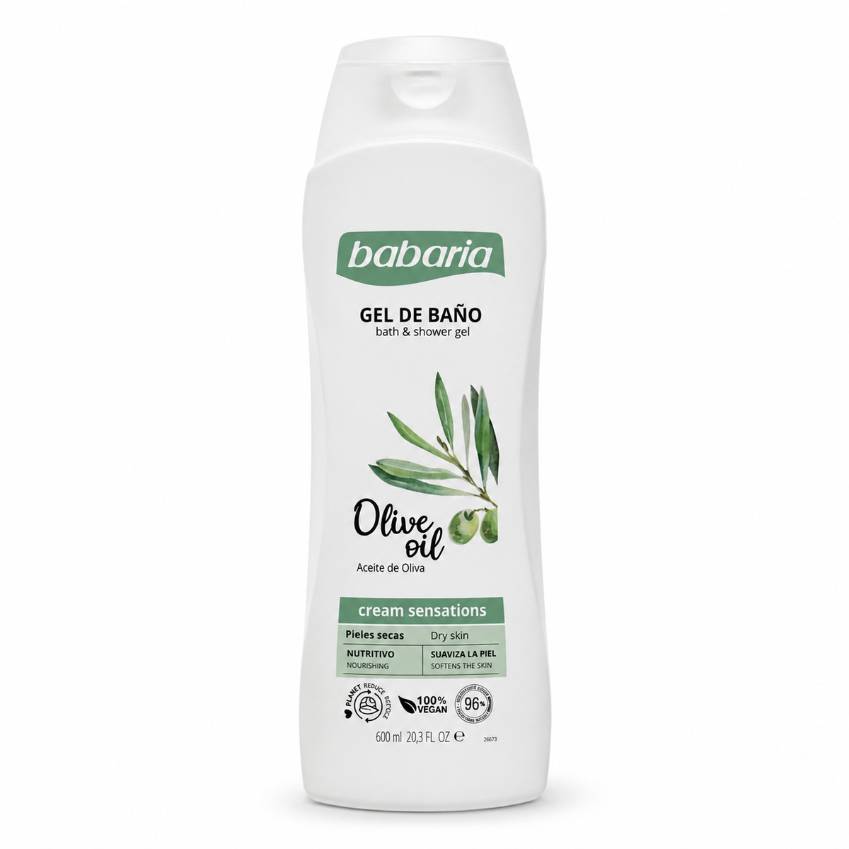Babaria Olive Oil Bath and Shower Creamy Gel 600ml - جل باباريا الكريمي للاستحمام بزيت الزيتون ٦٠٠ مل