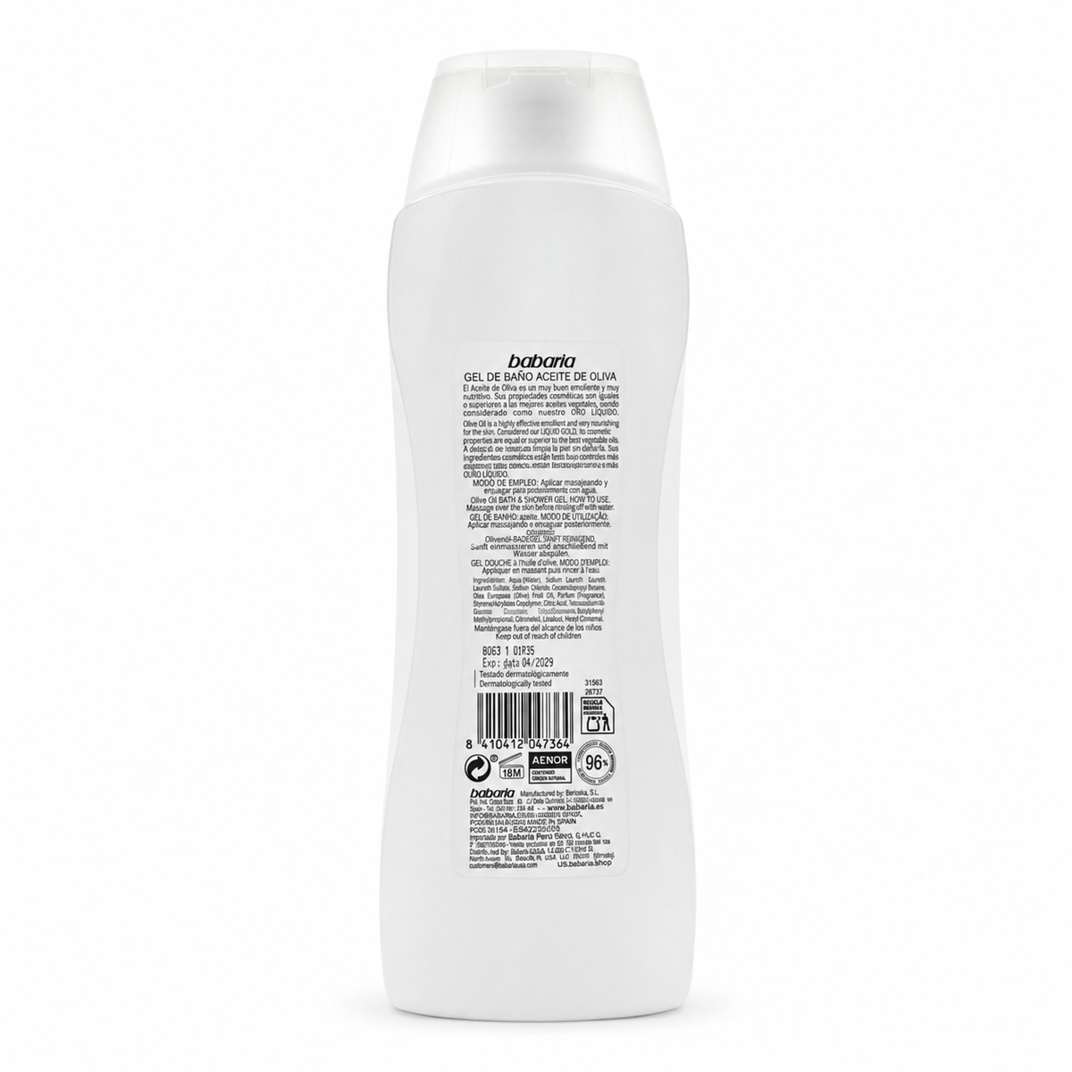 Babaria Olive Oil Bath and Shower Creamy Gel 600ml - جل باباريا الكريمي للاستحمام بزيت الزيتون ٦٠٠ مل