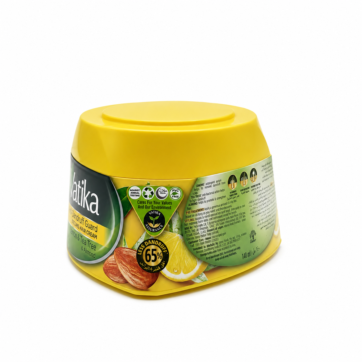 Vatika Dandruff Guard Styling Hair Cream Lemon Tea Tree & Almond 140 ml - فاتيكا داندروف جارد كريم تصفيف الشعر بالليمون وشجرة الشاي واللوز ١٤٠ مل