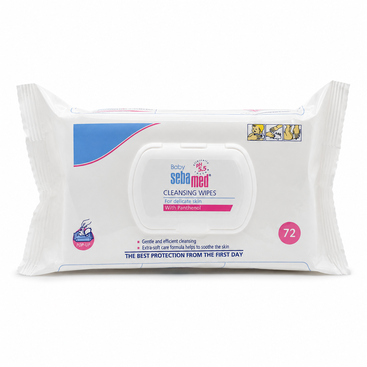 Sebamed Baby Cleansing Wipes For Delicate Skin With Panthenol 72 Pieces- مناديل سيباميد بيبي لتنظيف البشرة الحساسة بالبانثينول ٧٢ منديلًا