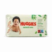 Huggies Natural Aloe Vera Wipes 56 Pieces -مناديل هجيز ناتشورال المبللة بالألوفيرا ٥٦ منديلًا
