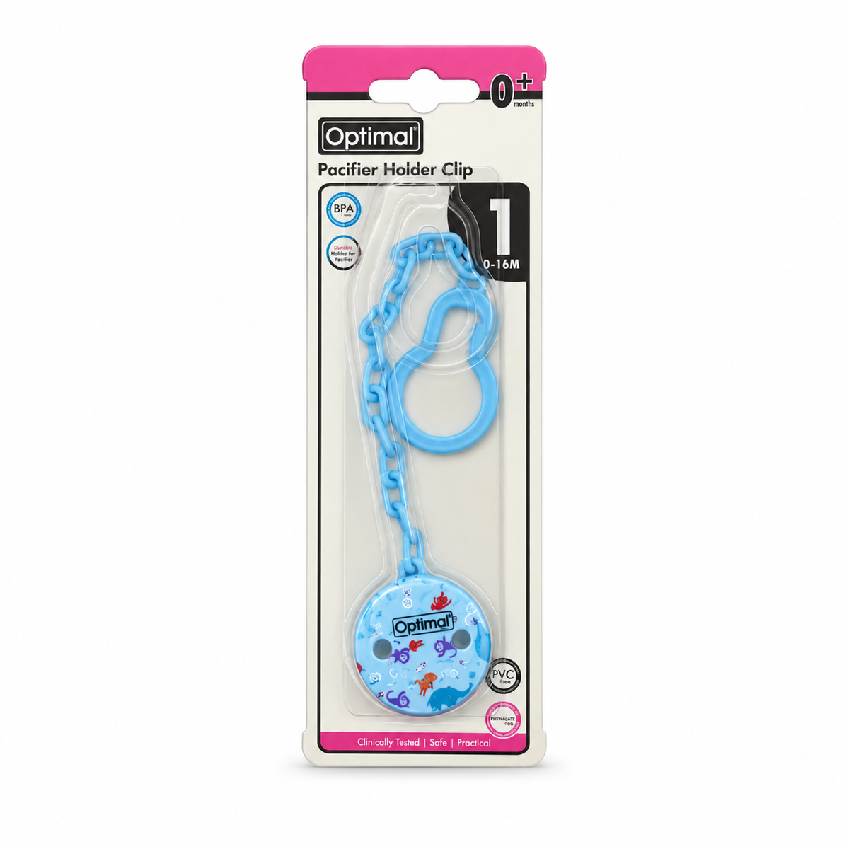 Optimal Pacifier Holder Clip 0–16 Months - أوبتيمال مشبك حامل اللهاية من الولادة حتى ١٦ شهرًا