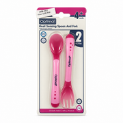 Optimal Heat Sensing Spoon and Fork with Soft Grip Handle 4–24 Months - أوبتيمال طقم ملعقة وشوكة حساس للحرارة بمقابض ناعمة من ٤ إلى ٢٤ شهرًا