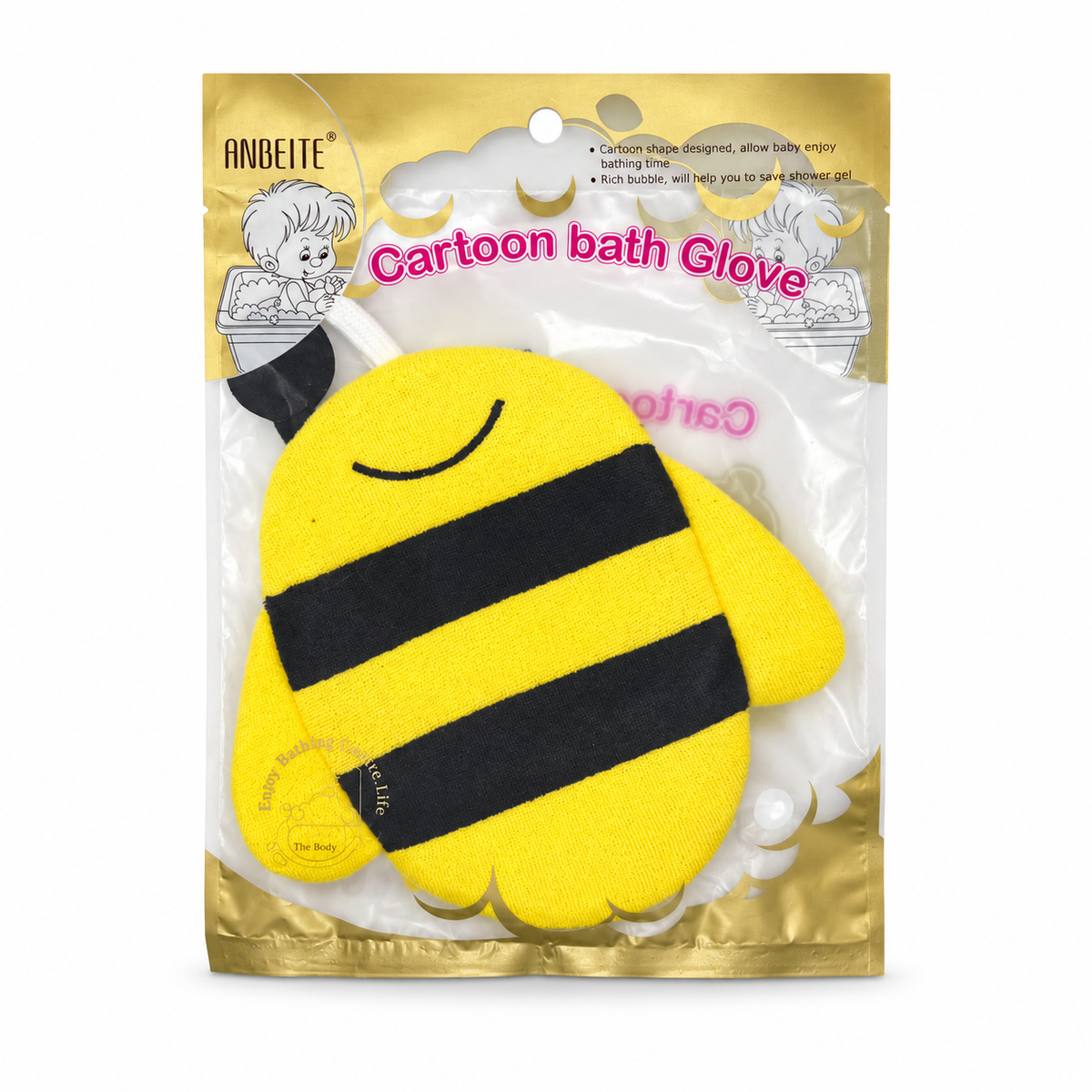 Anbeite Cartoon Bath Glove – Bee Shape - أنبيت قفاز استحمام للأطفال بشكل نحلة