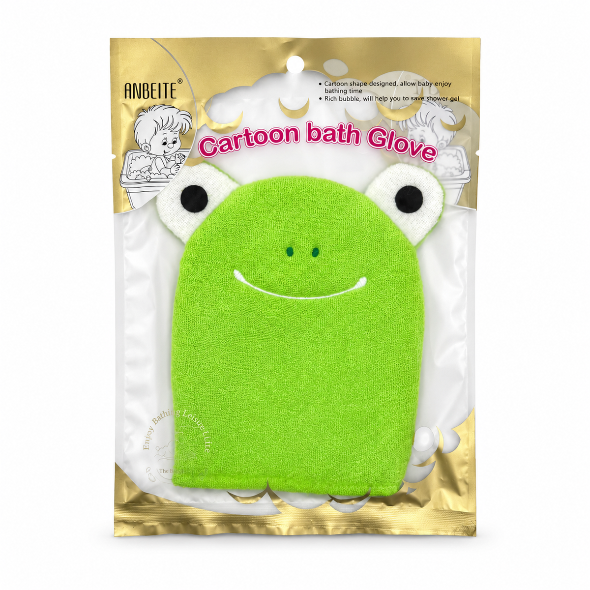 Anbeite Cartoon Bath Glove – Frog Shape - أنبيت قفاز استحمام للأطفال بشكل ضفدع