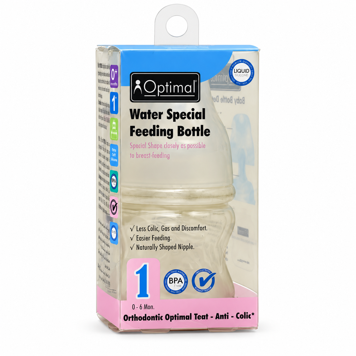 Optimal Water Special Slim Waist Feeding Bottle 0–6 Months – 60 ml - أوبتيمال ووتر سبيشال رضاعة بخصر نحيف من الولادة حتى ٦ أشهر – ٦٠ مل