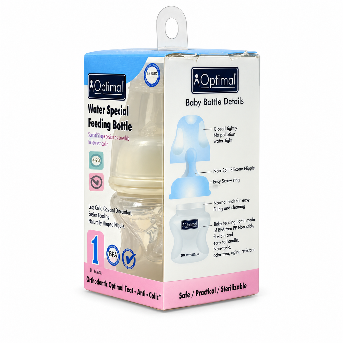 Optimal Water Special Slim Waist Feeding Bottle 0–6 Months – 60 ml - أوبتيمال ووتر سبيشال رضاعة بخصر نحيف من الولادة حتى ٦ أشهر – ٦٠ مل