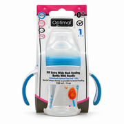 Optimal Extra Wide Neck Feeding Bottle with Handle 0–6 Months 150 ml - أوبتيمال رضاعة بعنق فائق الاتساع ومقبض من الولادة حتى ٦ أشهر  ١٥٠ مل