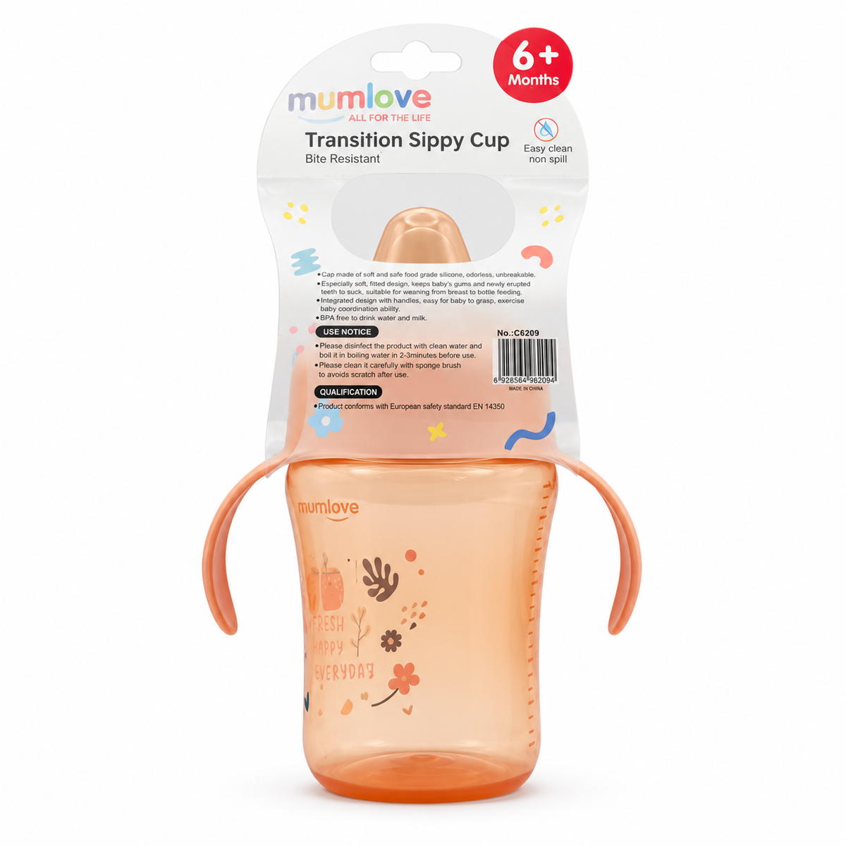Mumlove Transition Sippy Cup 6+ Months 240 ml - مام لوف كوب تدريب للشرب من عمر ٦ أشهر  ٢٤٠ مل