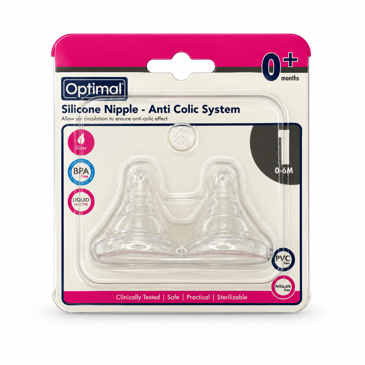 Optimal Anti-Colic Silicone Nipple 0–6 Months - أوبتيمال حلمة رضاعة سيليكون مضادة للمغص من الولادة حتى ٦ أشهر