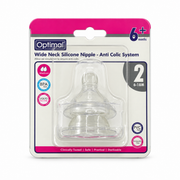 Optimal Wide Neck Anti-Colic Silicone Nipple Medium Flow 6–18 Months - أوبتيمال حلمة رضاعة سيليكون واسعة العنق مضادة للمغص بتدفق متوسط من ٦ إلى ١٨ شهرًا