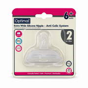 Optimal Extra Wide Anti-Colic Silicone Nipple Medium Flow 6–18 Months - أوبتيمال حلمة رضاعة سيليكون فائقة الاتساع مضادة للمغص بتدفق متوسط من ٦ إلى ١٨ شهرًا