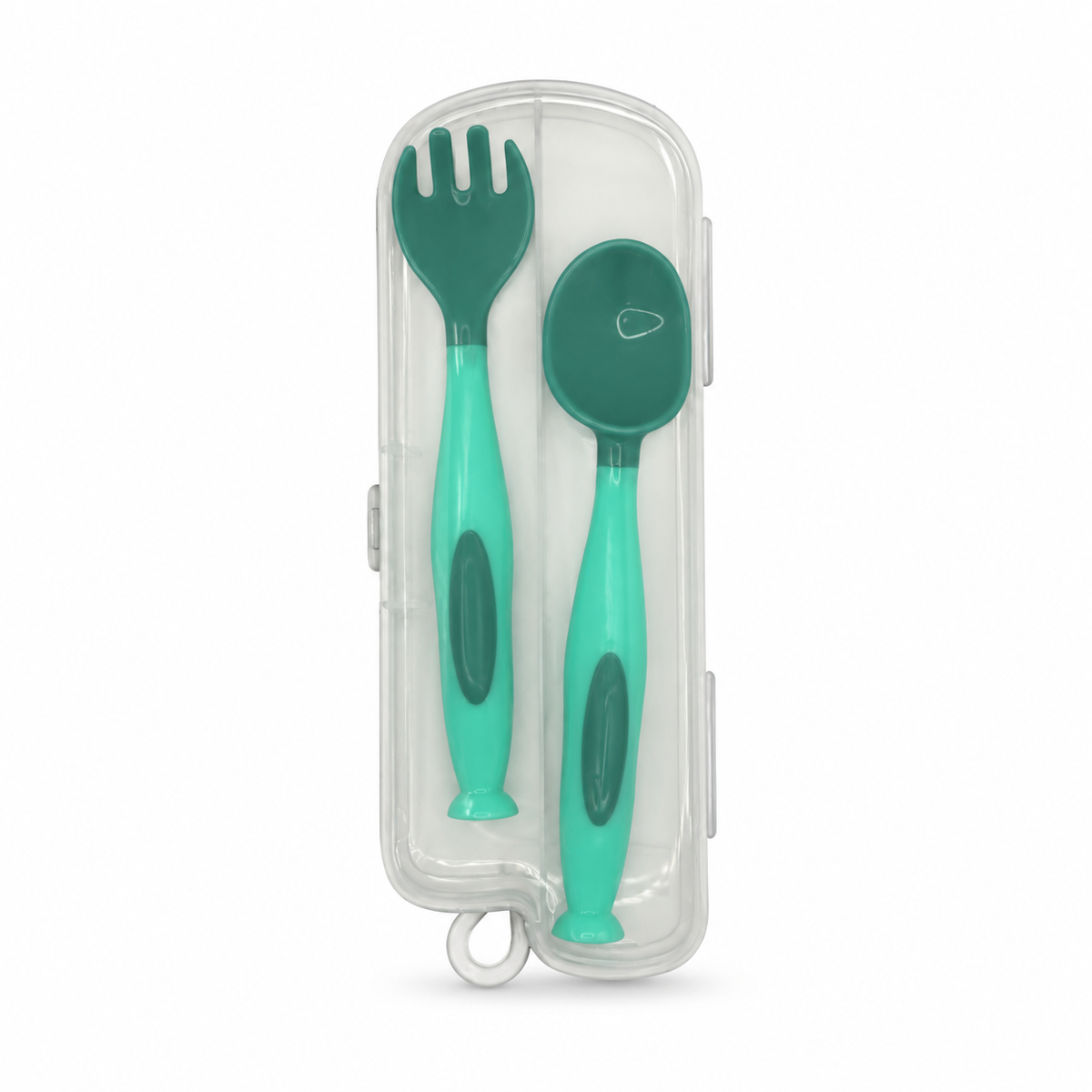 Baby Silicone Spoon & Fork Set – Green -  طقم ملعقة وشوكة سيليكون للأطفال – أخضر