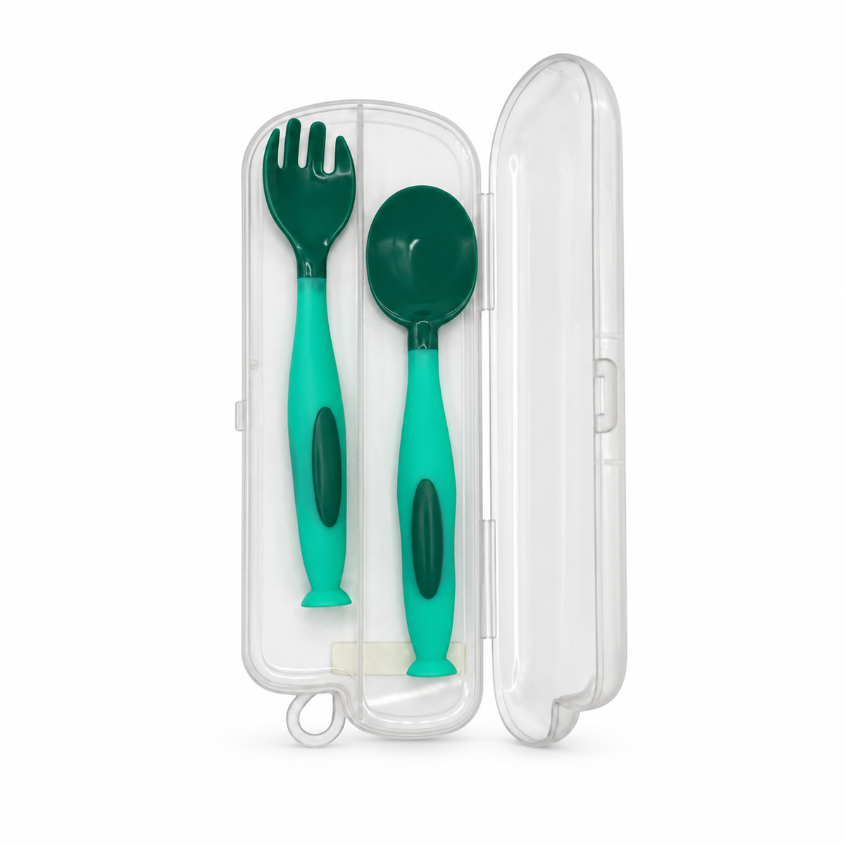 Baby Silicone Spoon & Fork Set – Green -  طقم ملعقة وشوكة سيليكون للأطفال – أخضر