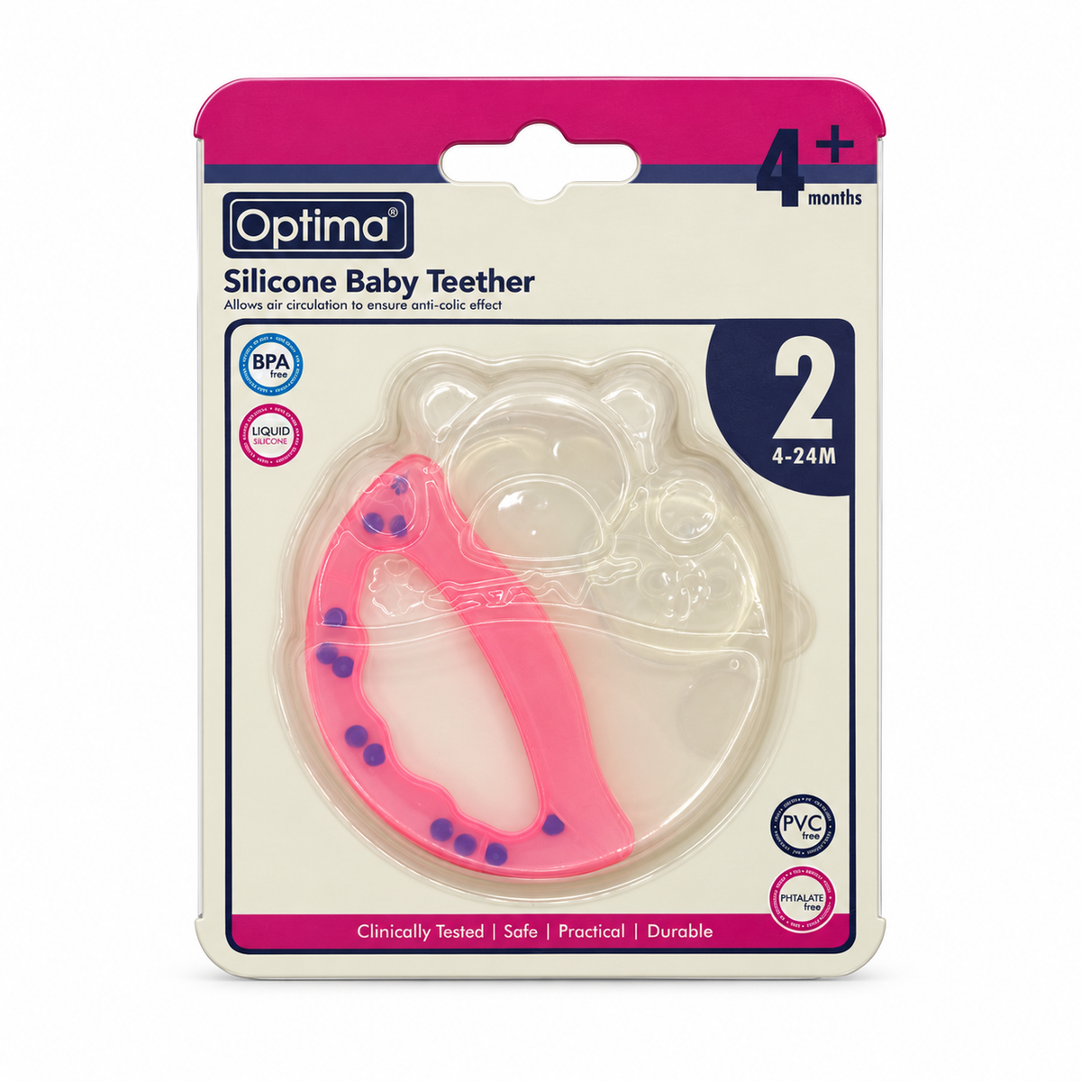 Optimal Silicone Baby Teether 4–24 Months - أوبتيمال عضاضة سيليكون للأطفال من ٤ إلى ٢٤ شهرًا