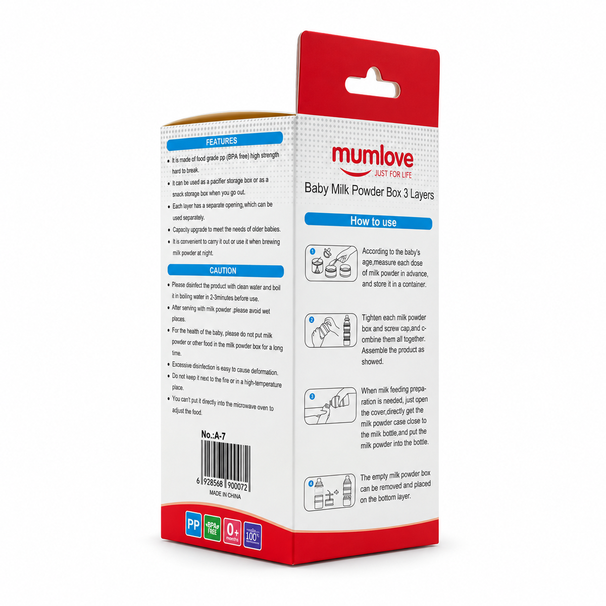 Mumlove Baby Milk Powder Box 3 Layers - مام لوف علبة حليب بودرة للأطفال ٣ طبقات