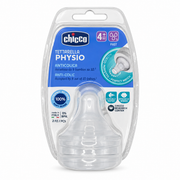 Chicco Physio Soft Sense Anti-Colic Teats Fast Flow 4+ Months – 2 PCS - شيكو فيزيو حلمات رضاعة سيليكون سوفت سينس مضادة للمغص بتدفق سريع من عمر ٤ أشهر – قطعتان