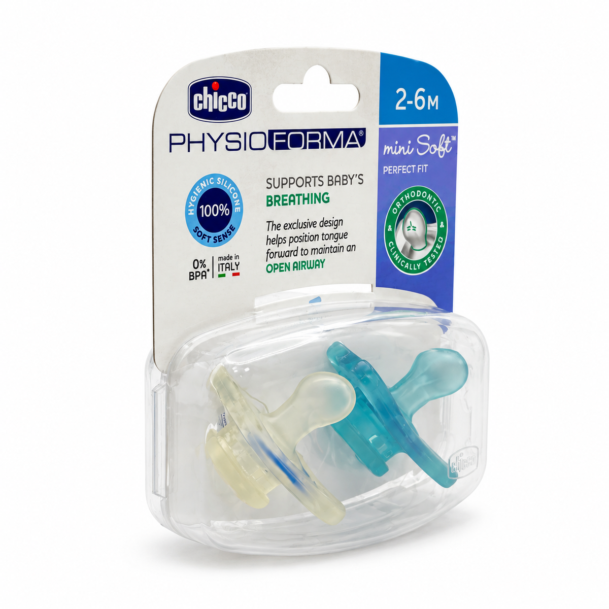 Chicco PhysioForma Mini Soft Silicone Pacifier 2–6 Months - شيكو فيزيوفورما ميني سوفت لهاية سيليكون لعمر ٢ إلى ٦ أشهر