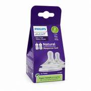 Philips Avent Natural Response Slow Flow Teats Flow 2 Pack of 2 - فيليبس أفنت ناتشورال ريسبونس حلمات رضاعة بتدفق بطيء رقم ٢ عبوة من قطعتين