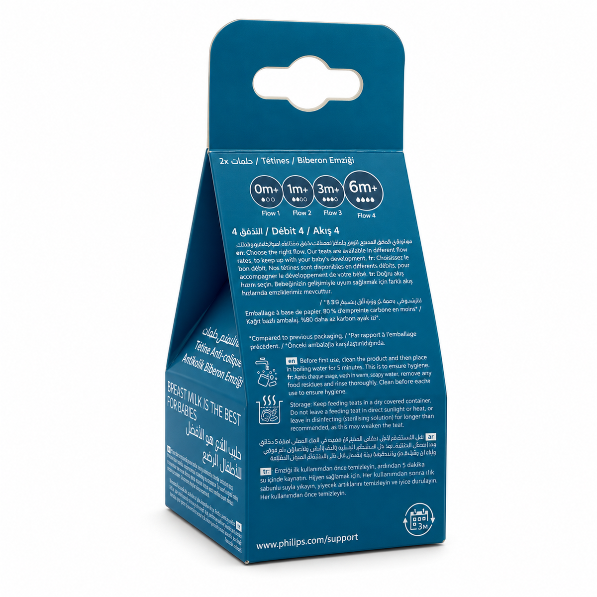 Philips Avent Anti-colic Teats Flow 4 6+ Months Pack of 2 - فيليبس أفنت حلمات رضاعة مضادة للمغص بتدفق رقم ٤ لعمر ٦ أشهر فأكثر عبوة من قطعتين