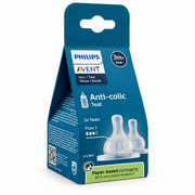 Philips Avent Anti-colic Teats Flow 3 3+ Months Pack of 2 - فيليبس أفنت حلمات رضاعة مضادة للمغص بتدفق رقم ٣ لعمر ٣ أشهر فأكثر عبوة من قطعتين