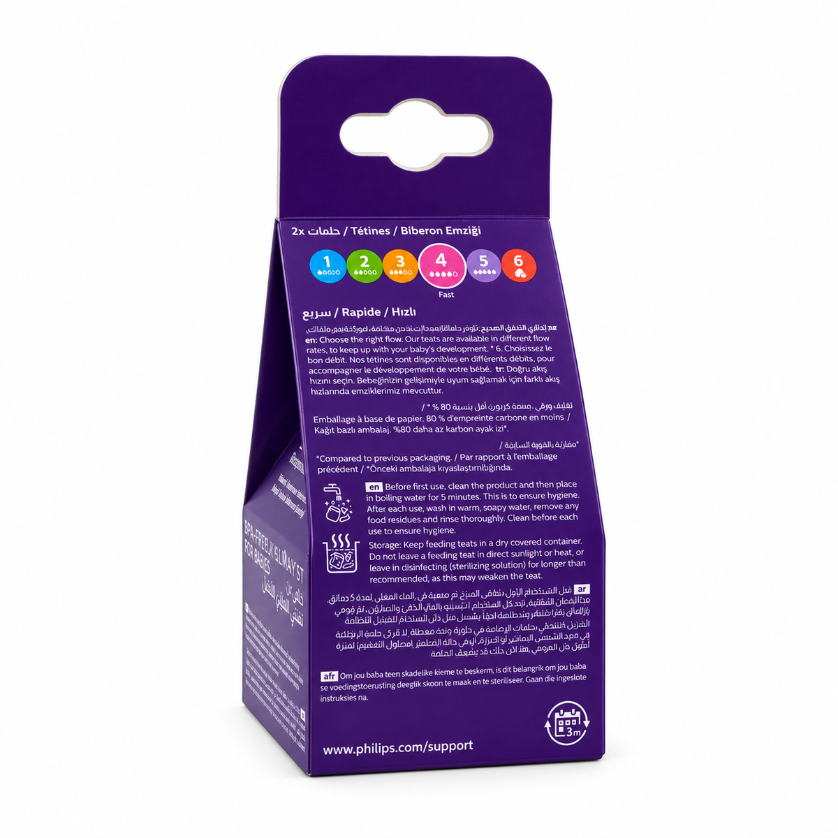 Philips Avent Natural Response Fast Flow Teats Pack of 2 - فيليبس أفنت ناتشورال ريسبونس حلمات رضاعة بتدفق سريع عبوة من قطعتين