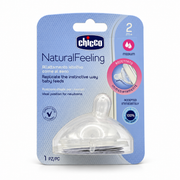 Chicco NaturalFeeling Soft Sense Silicone Teat Medium Flow 2+ Months – 1 PC - شيكو ناتشورال فيلينج حلمة رضاعة سيليكون سوفت سينس بتدفق متوسط من عمر شهرين – قطعة واحدة