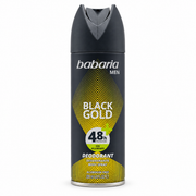 Babaria Men Black Gold Deodorant Body Spray 200 ml - باباريا بلاك جولد بخاخ مزيل لرائحة العرق للرجال ٢٠٠ مل