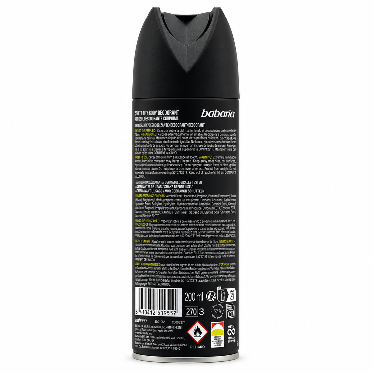 Babaria Sunset Dry Body Deodorant 200 ml - باباريا صن سيت بخاخ مزيل لرائحة العرق للجسم ٢٠٠ مل