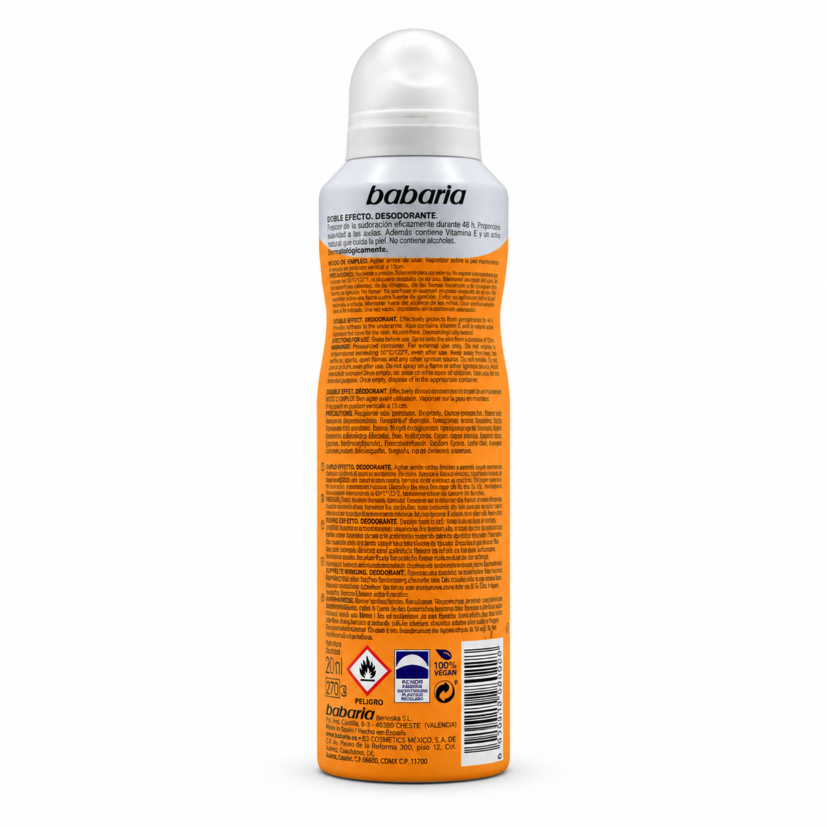 Babaria Double Effect Antiperspirant Deodorant Spray 200 ml - باباريا دبل إفكت بخاخ مزيل لرائحة العرق ومضاد للتعرق ٢٠٠ مل