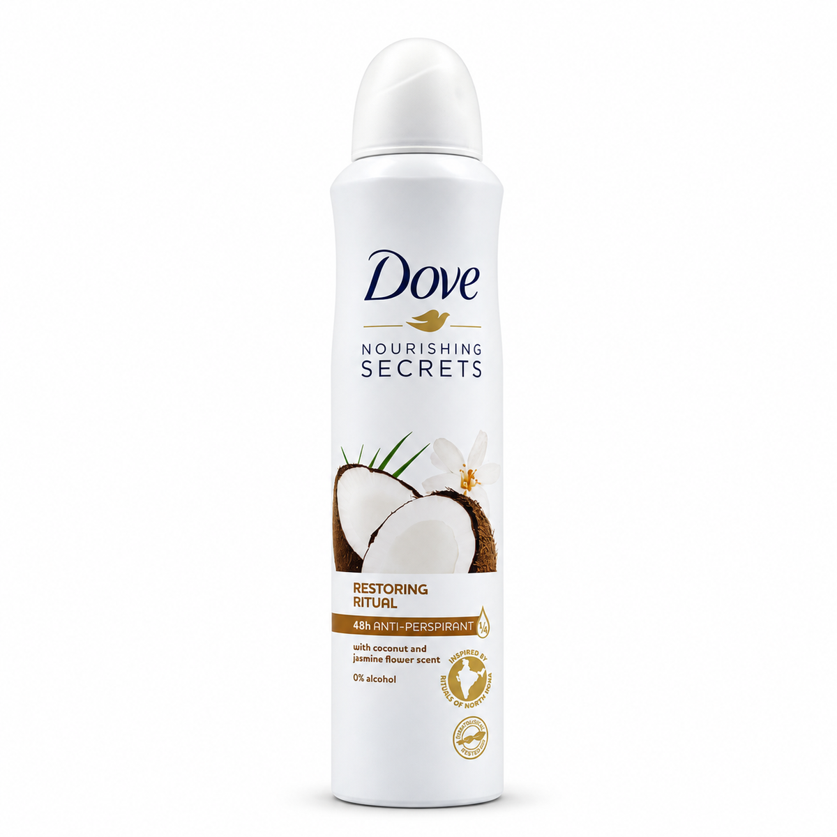 Dove Nourishing Secrets Restoring Ritual Antiperspirant Spray 250 ml - دوف أسرار التغذية بخاخ مضاد للتعرق برائحة جوز الهند وزهرة الياسمين ٢٥٠ مل