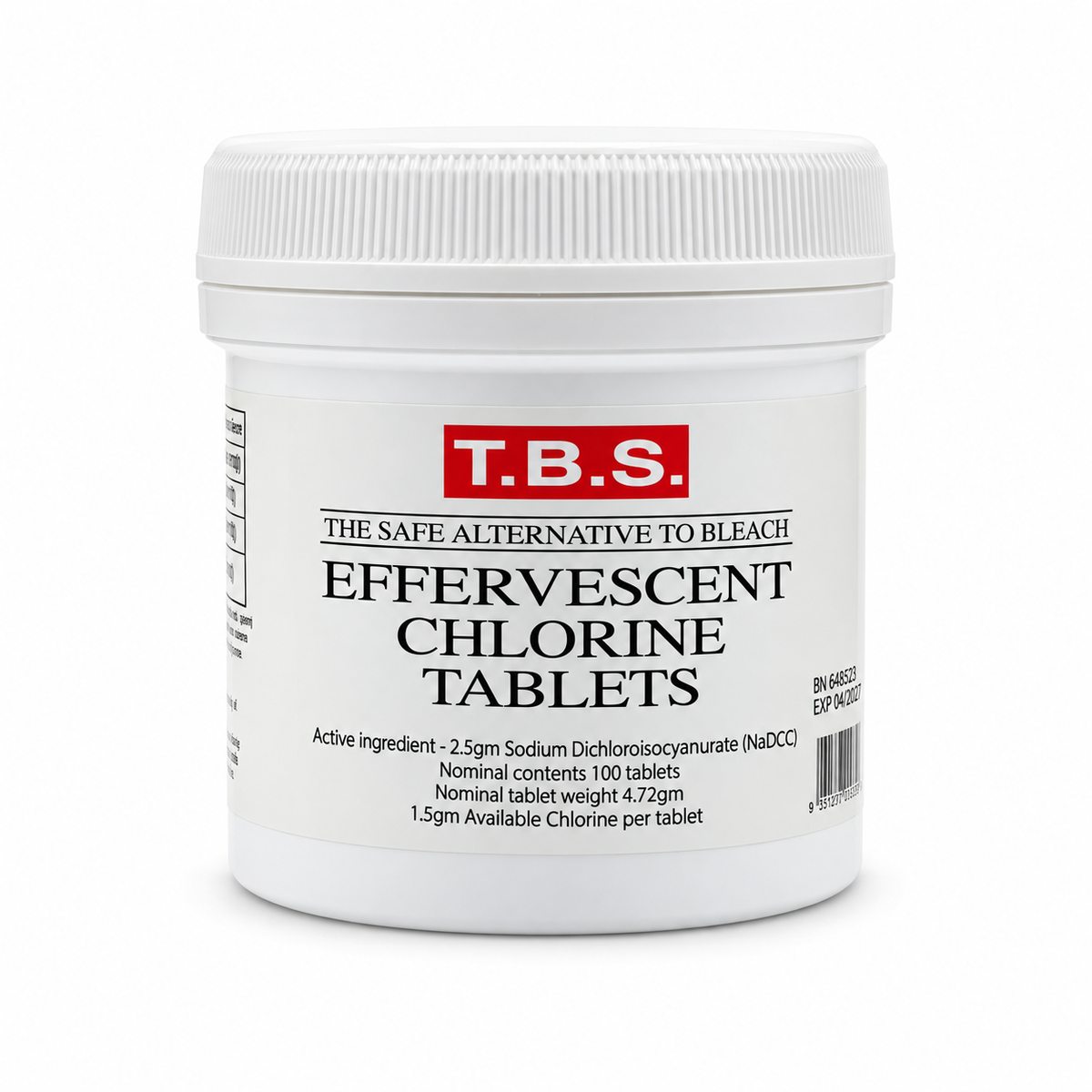 T.B.S. Effervescent Chlorine Tablets 100 Tablets - تي بي إس أقراص الكلور الفوارة ١٠٠ قرص