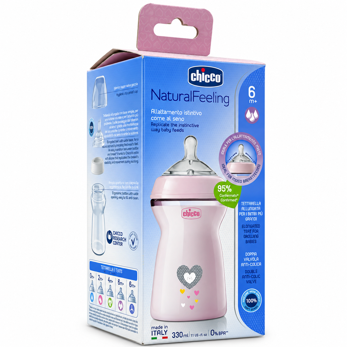 Chicco NaturalFeeling Feeding Bottle 330 ml - شيكو ناتشورال فيلينج رضاعة أطفال ٣٣٠ مل