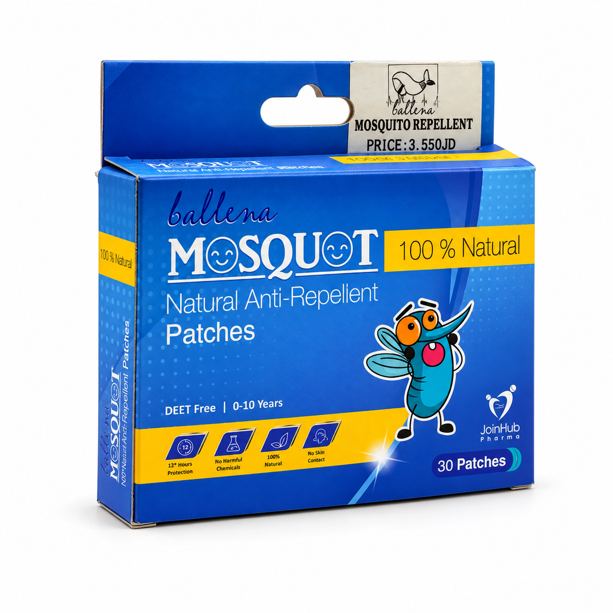 Ballena Mosquot Mosquito Repellent Patches 30 Patches - بالينا موسكوت لصقات طاردة للبعوض ٣٠ لصقة