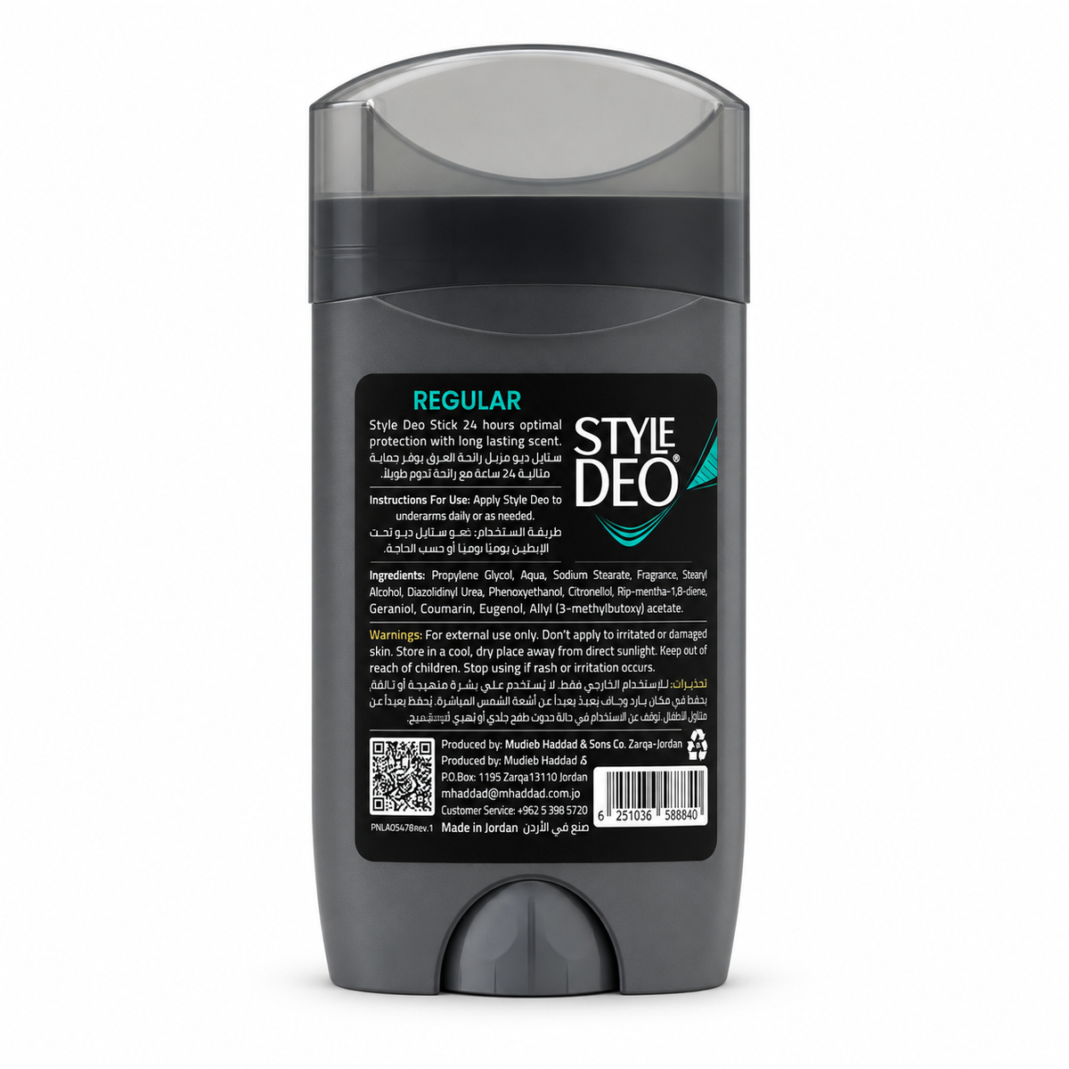 Style Deo Men Regular Deodorant Stick 85 g - ستايل ديو ريجيولار مزيل رائحة العرق ستيك للرجال ٨٥ غم