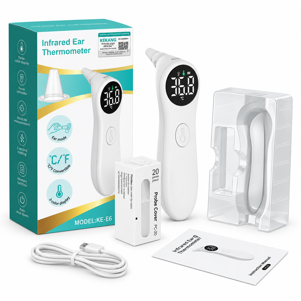 Kekang Infrared Ear Thermometer KE-E6 - كيكانج ميزان حرارة الأذن بالأشعة تحت الحمراء