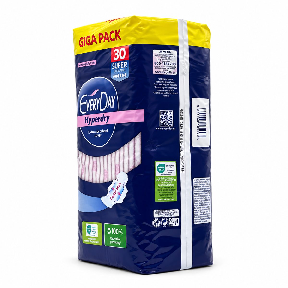 EveryDay Hyperdry Super Ultra Plus Sanitary Pads Giga Pack 30 Pieces - إفري داي هايبر دراي سوبر ألترا بلس فوط صحية بالأجنحة عبوة كبيرة ٣٠ فوطة