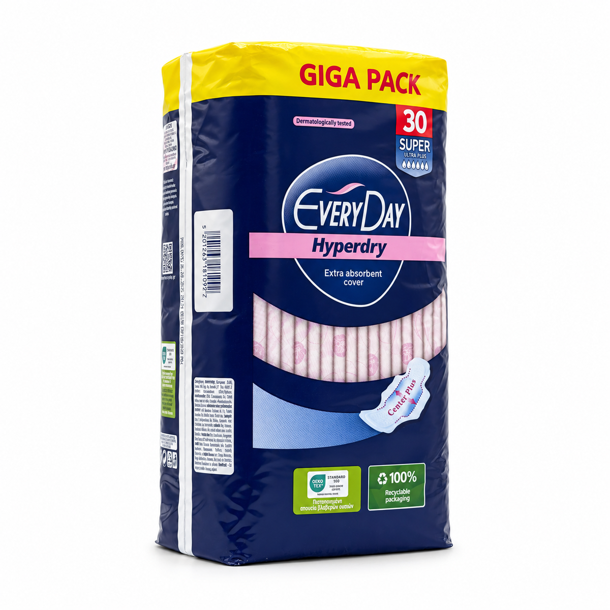 EveryDay Hyperdry Super Ultra Plus Sanitary Pads Giga Pack 30 Pieces - إفري داي هايبر دراي سوبر ألترا بلس فوط صحية بالأجنحة عبوة كبيرة ٣٠ فوطة
